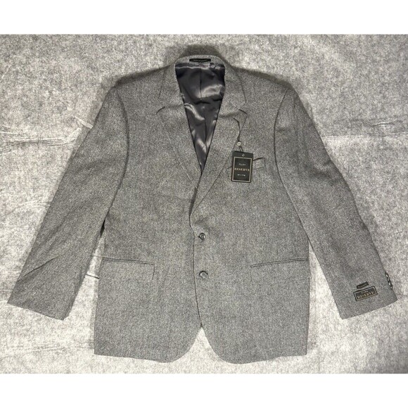 Jos A Bank Reserve Blazer Men’s 48R Grey Wool Cashmere Lanificio Campore NWT